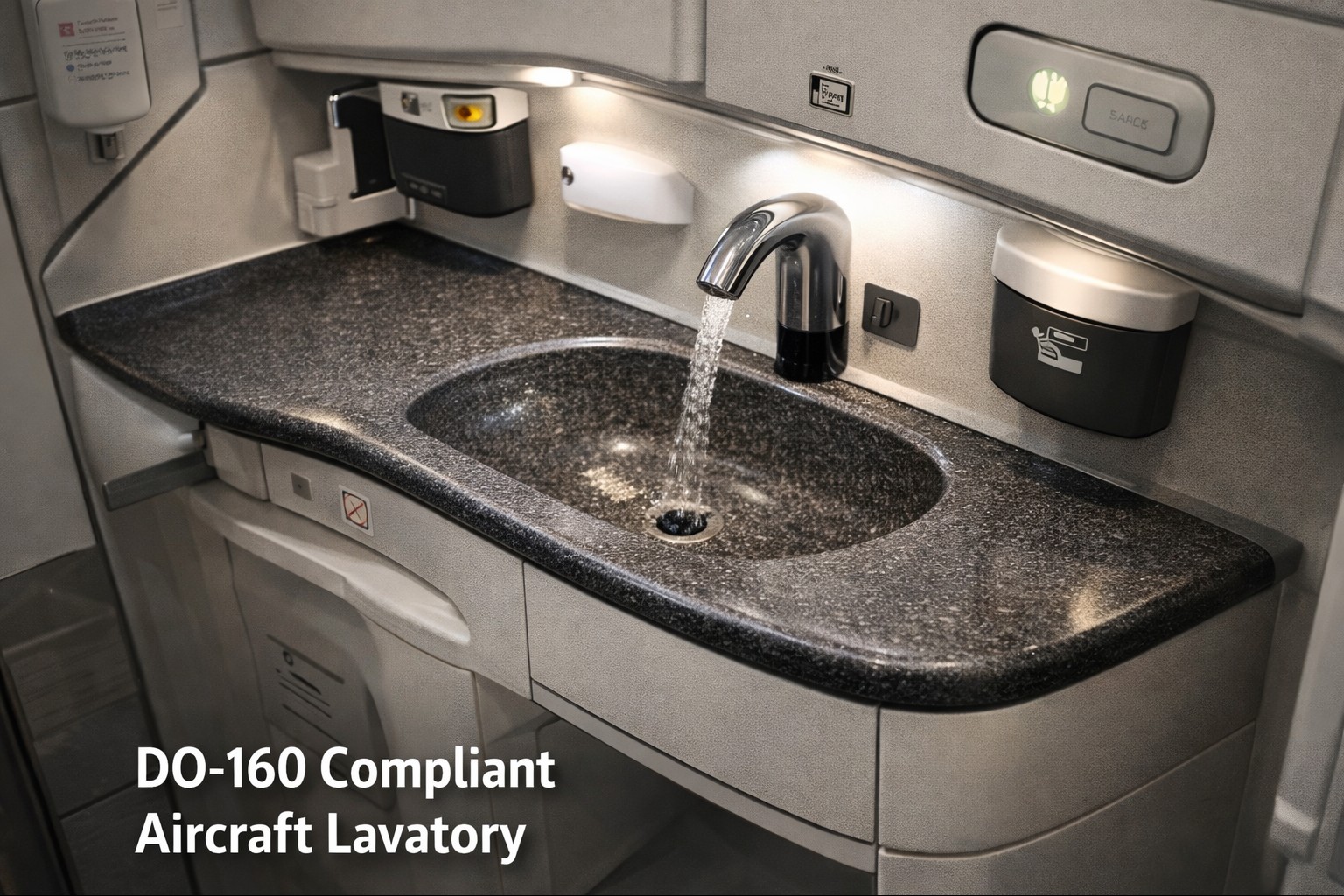 Modern DO-160 compliant airplane lavatory
