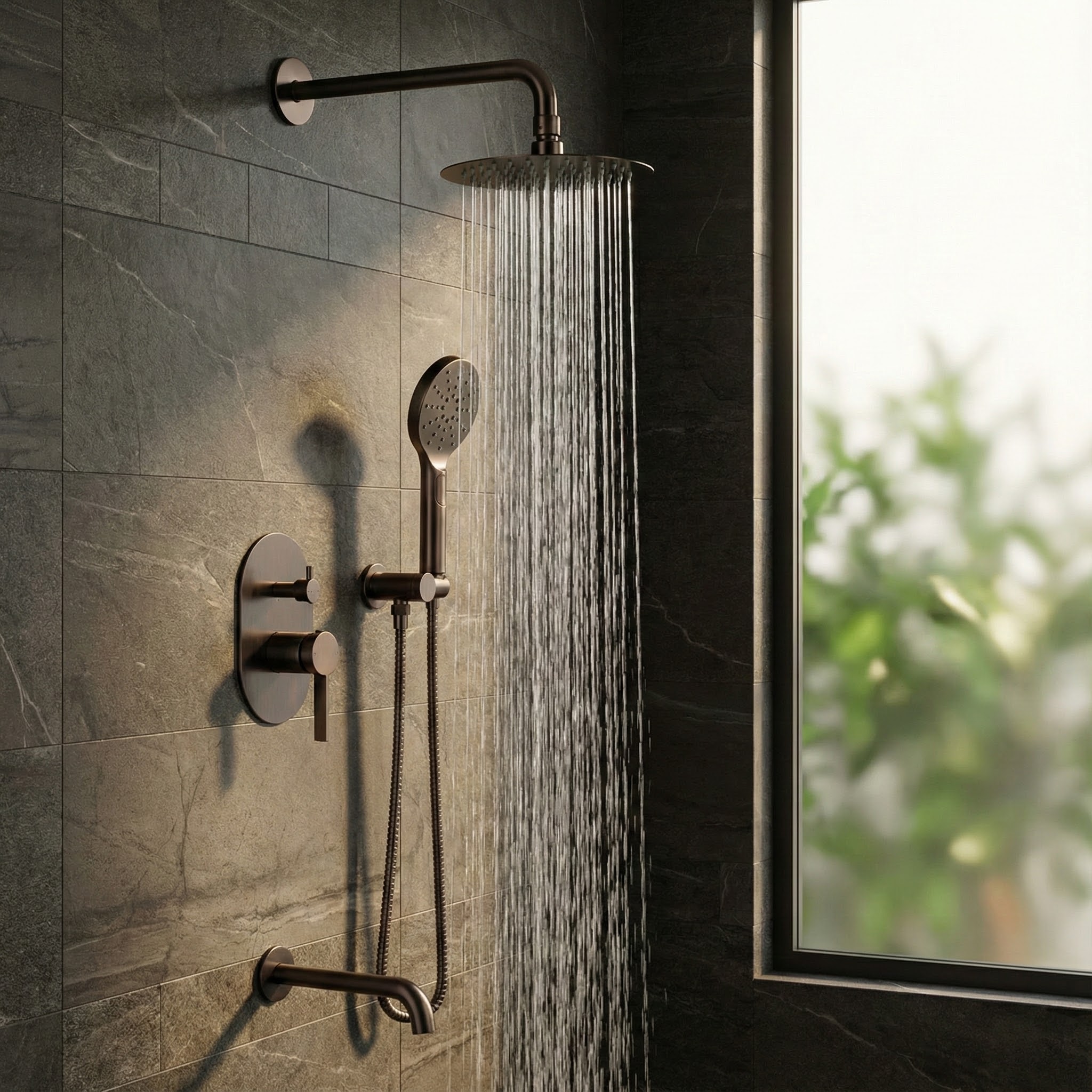 FS10658 Gunmetal architectural thermostatic shower system
