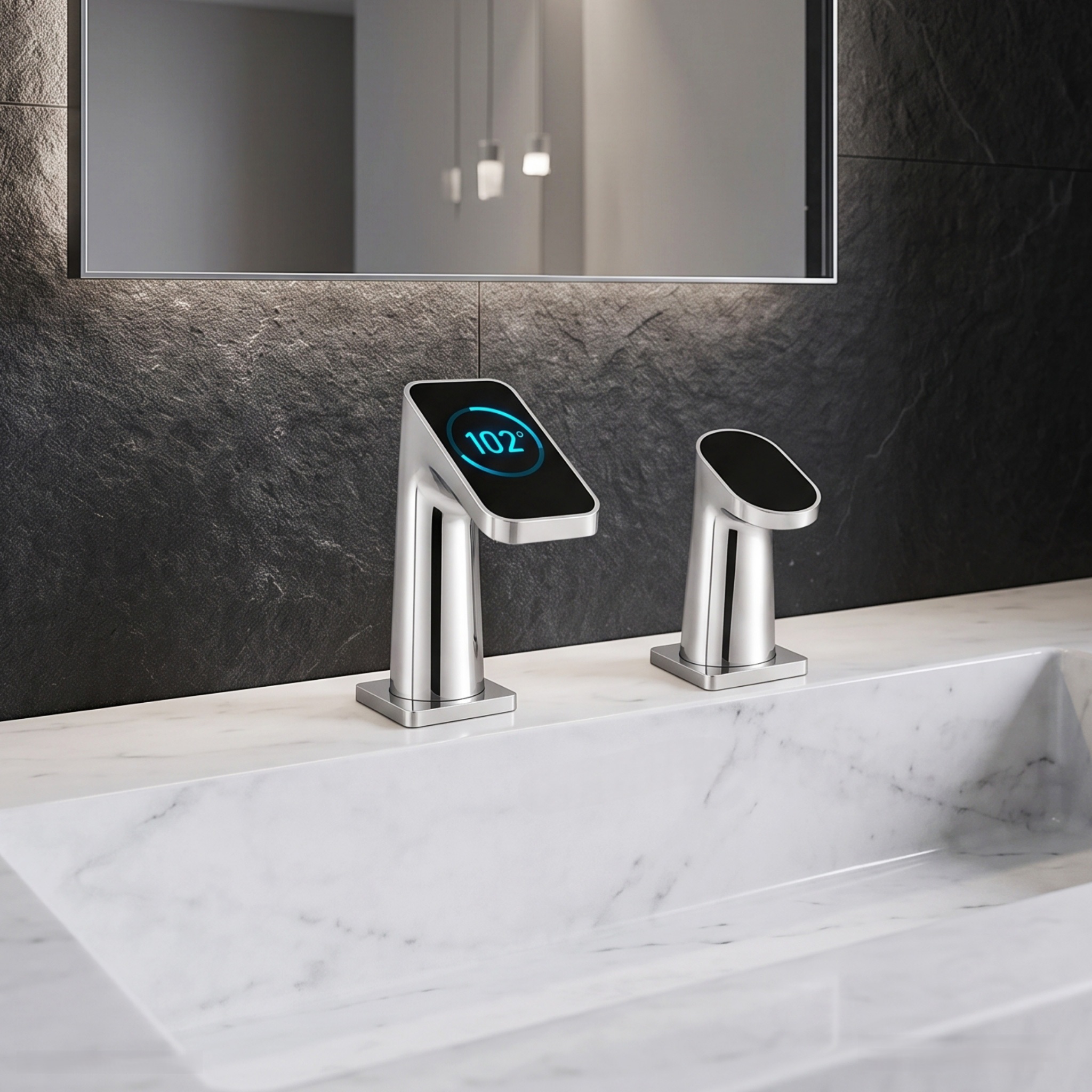 Contemporary bathroom interior with shower fixtures
