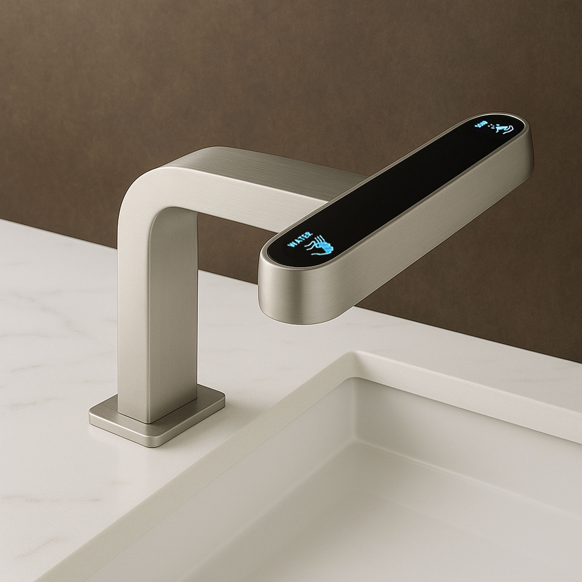 Multi-user handwashing basin with coordinated faucet positions and under-basin service space