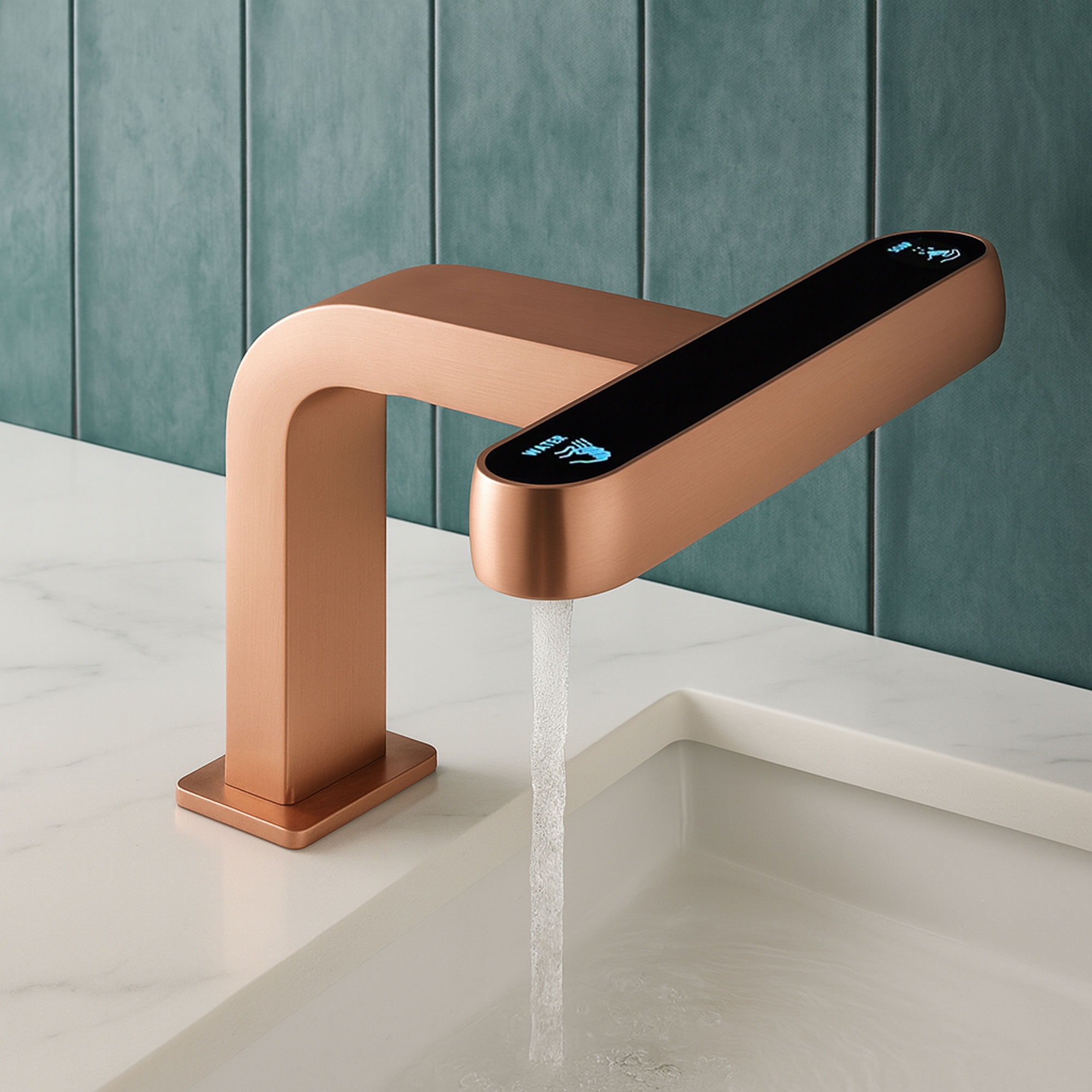 Touchless faucet used at a bathroom sink